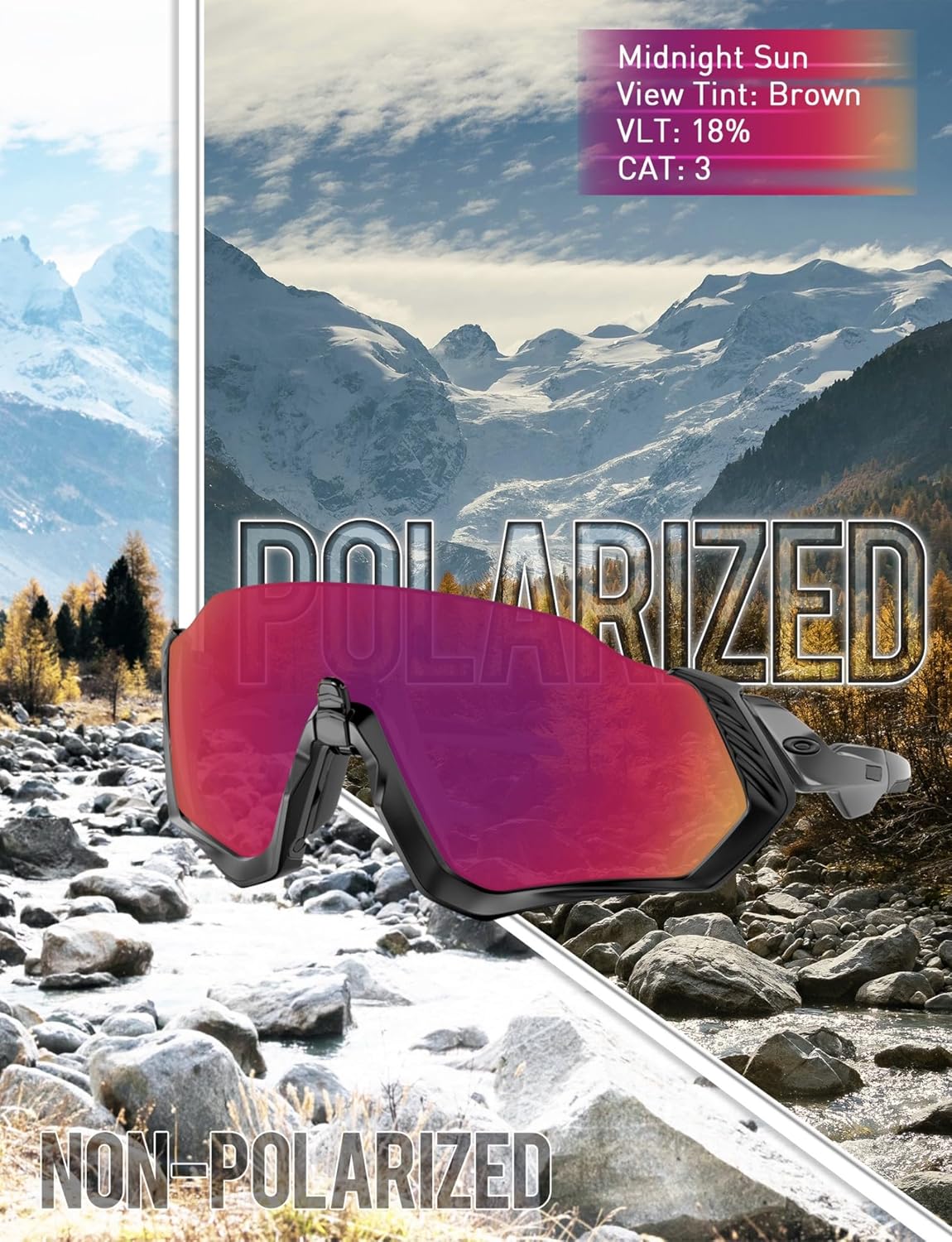 1.8MM Polycarbonate Replacement Lenses for Oakley Holbrook Ti OO6048 57mm Sunglass - Midnight Sun