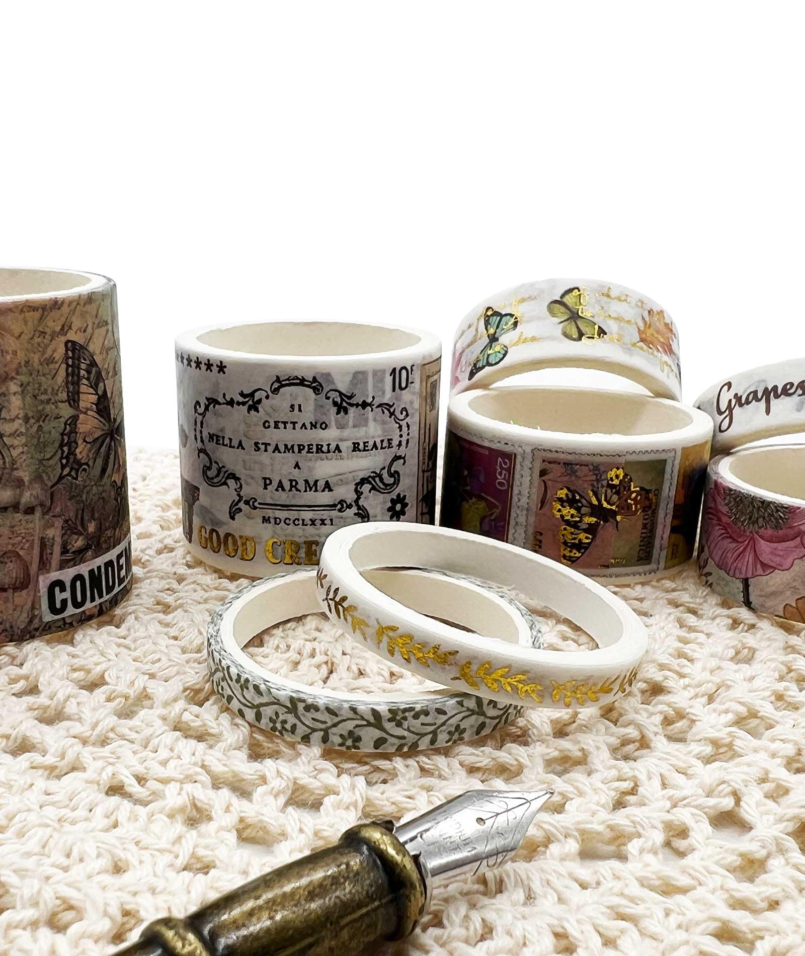 10 Roll Vintage Floral Washi Tape Set - Botanical Patterns For Journaling & Crafts