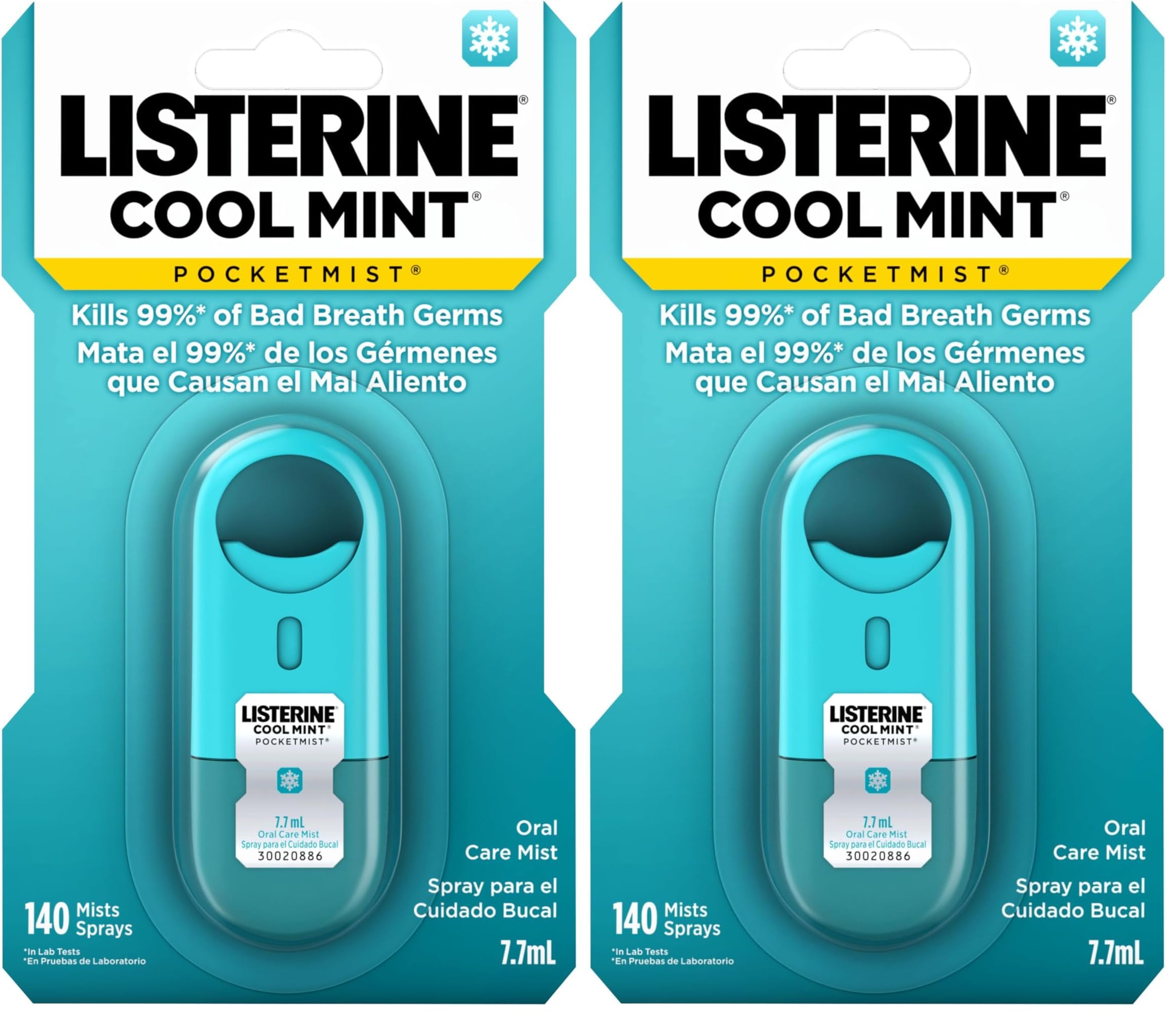 Listerine Mouthwash Pocketmist, Cool Mint | Portable Spray | Sugar-Free | Kills 99% of Germs | Fresh Breath