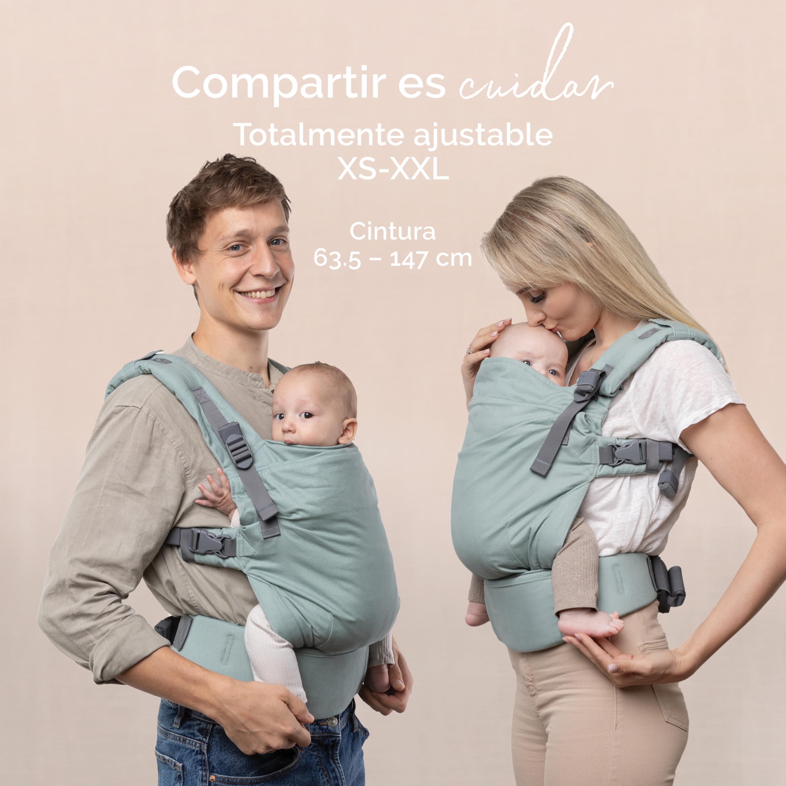 Boba X Mochila Portabebés Ergonómica - Ajustable de Bebé Recién Nacido a Niño - 2 en 1: Portabebé Delantero y Mochila de Porteo a la Espalda con Tirantes Cruzados (3-20 kg) - Sea Mist — view 6