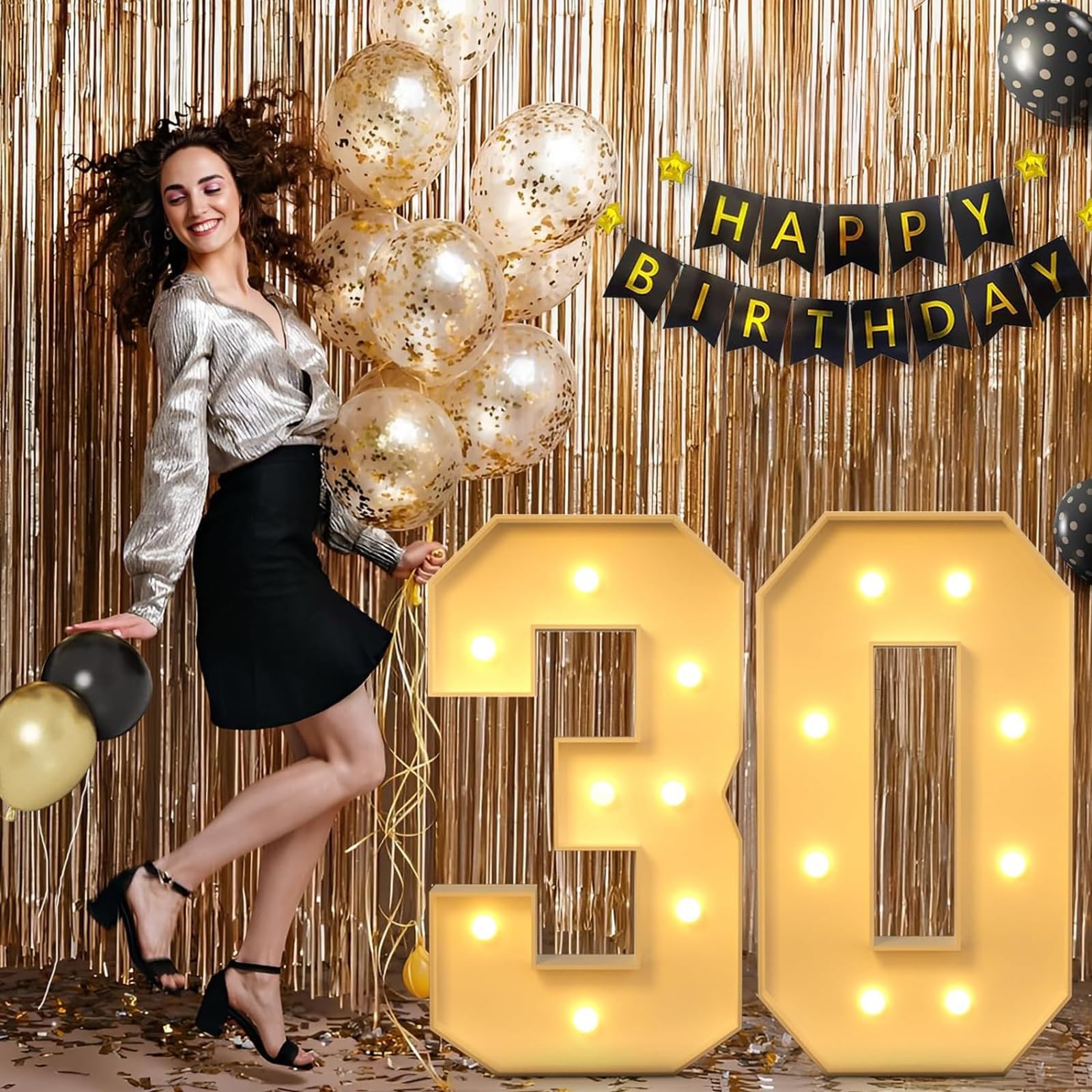 Numeri Luminosi In Mosaico 70-120 Cm Per Compleanni – Decorazione LED A Forma Di Numero Per Tendone, 15° 50° Anniversario, Fai Da Te Facile, Luce Calda