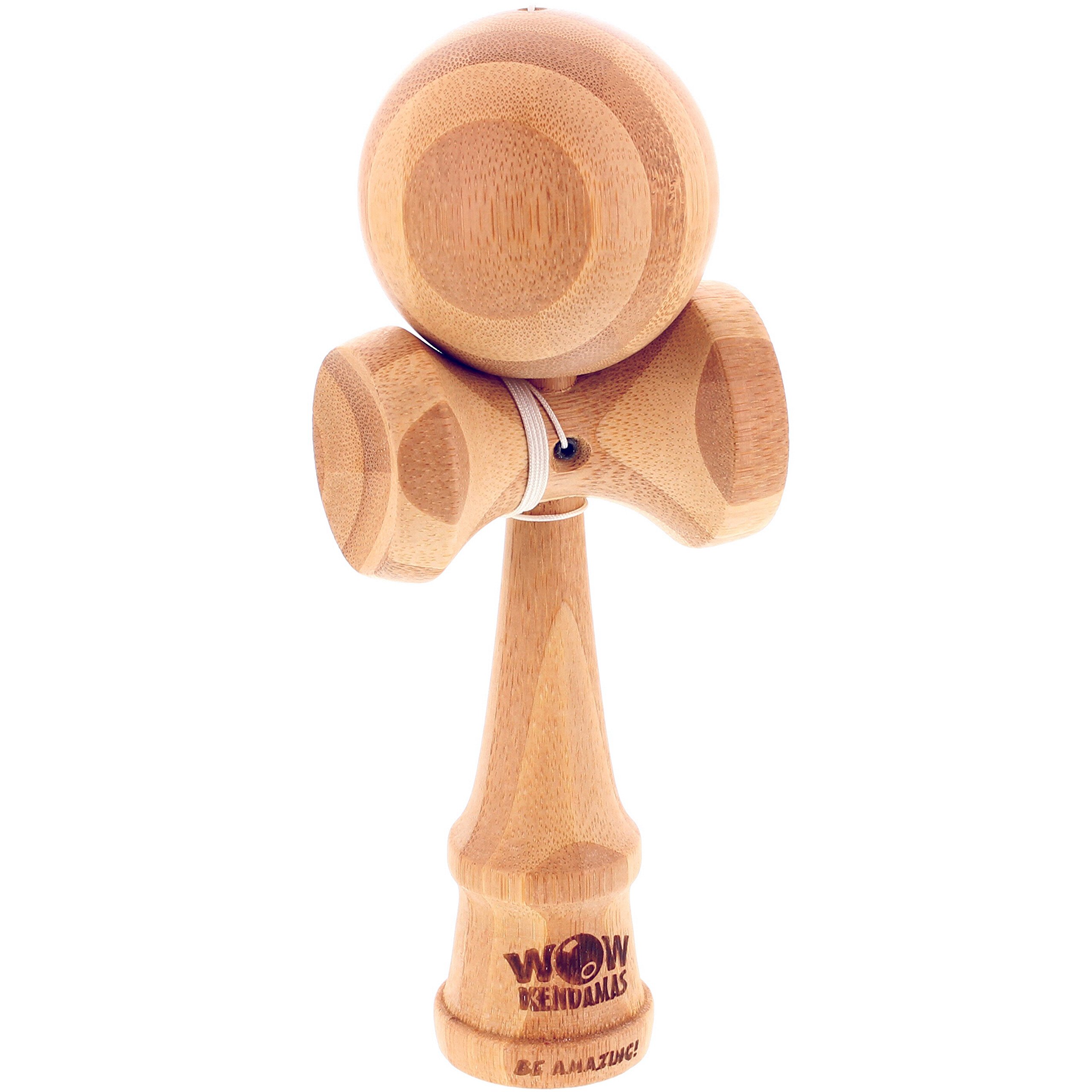 Bamboo Pro Kendama - Natural Wooden Toy for Girls & Boys - Plain Wood or Cool Translucent Painted Finish - Best USA Quality Bam-Boss Model - Order Yours Today! (Natural)