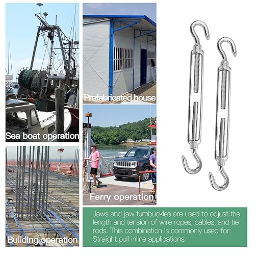 Miniatura 123 de Tensor de ojo y ojo M6, tensor de acero inoxidable 304 resistente tensión de cuerda de alambre 5 PC