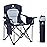 LET\'S CAMP Oversized Folding Camping Chair Portable Outdoor Heavy Duty Padded Chairs Lawn Chair with Cup Holder, Storage Pocket and Cooler Bag, Supports 450LBS, for Camp, Travel, Picnic (Blue)