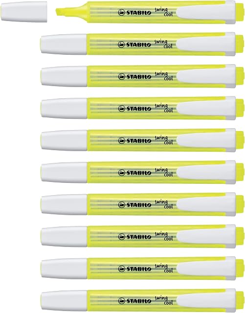 Highlighter - STABILO swing cool - Pack of 10 - Yellow