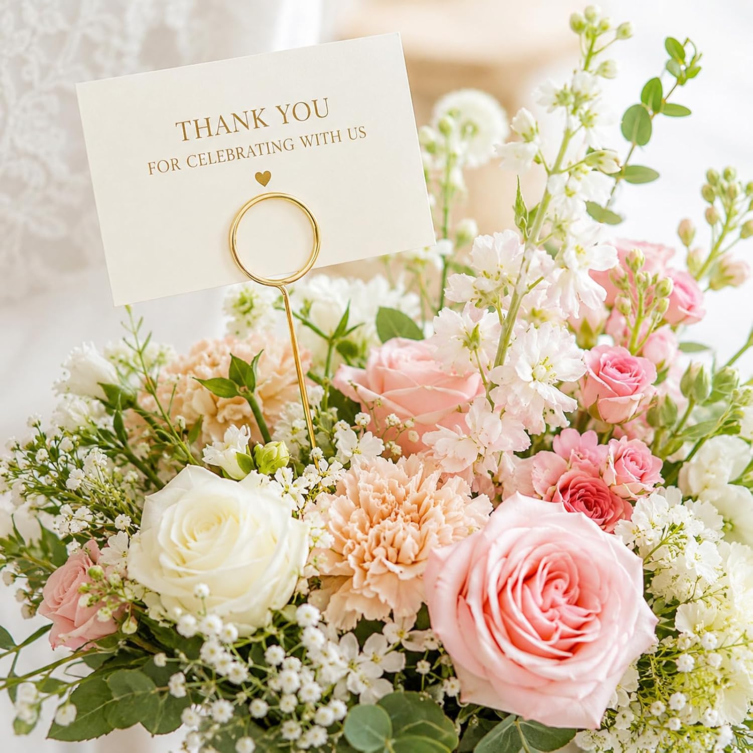 25 Pack Gold Floral Card Holder Picks, 13-Inch Sticks for Flower Bouquet