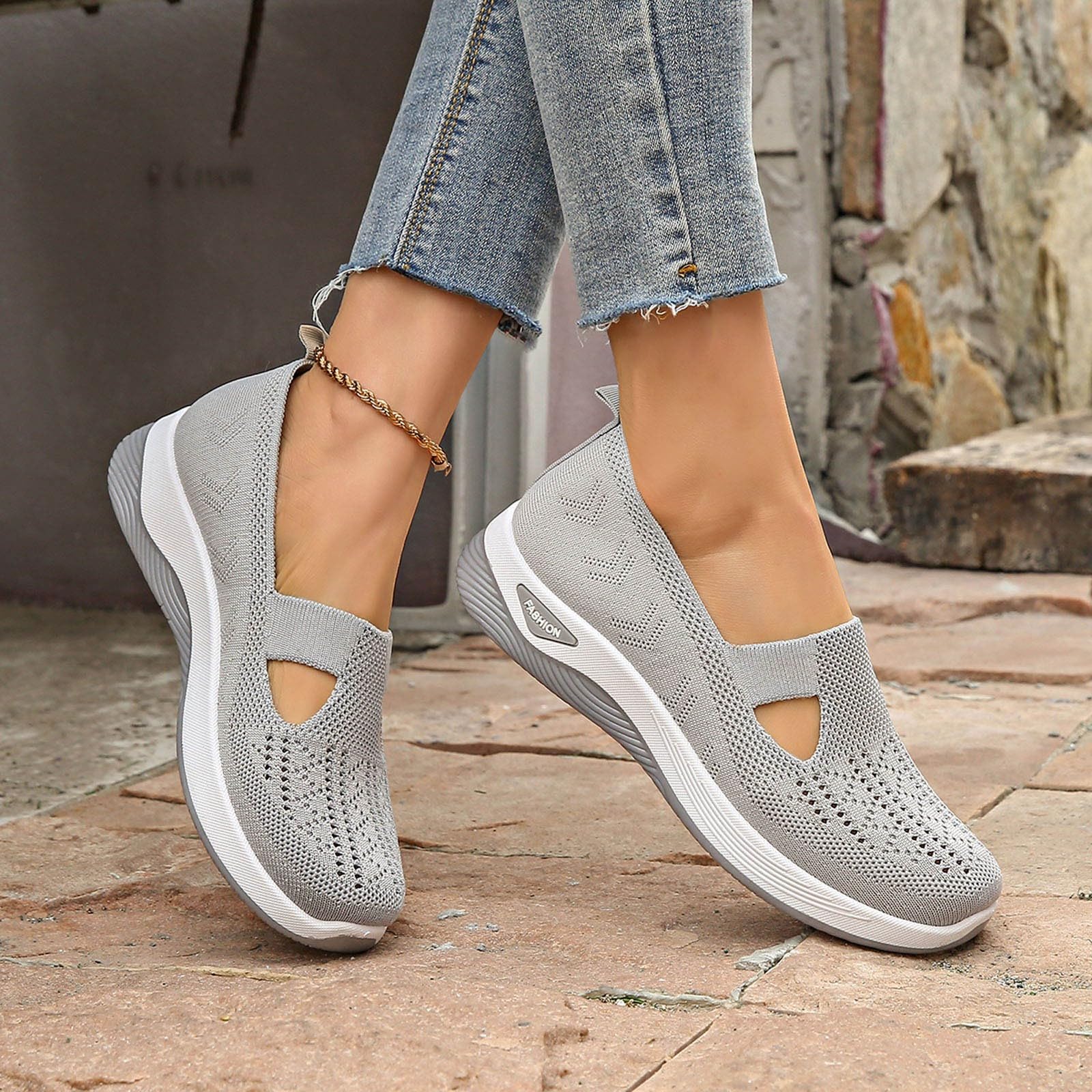 Zapatos Ortopédicos Mujer Pie Diabético Zapatillas Malla Sin Cordones Antideslizantes Ligeras Caminar Calzado