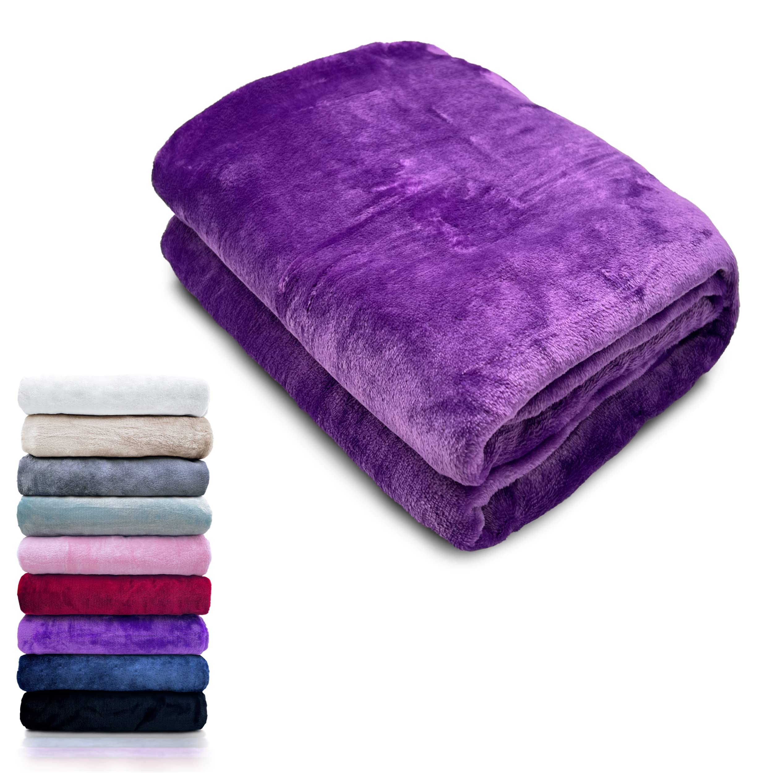 HTE Manta Microfibra Suave para Sofá y Cama, Super Caliente para Adulto y Niño,Sin Arrugas (Morado, 130 x 160 cm)