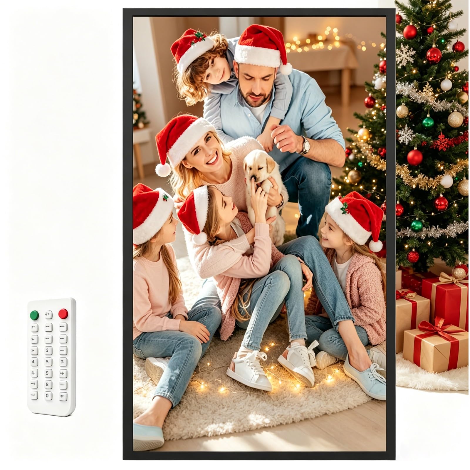 Electronic Photo Frame with Remote Control, Digital Photo Frame Electronic Display, Slideshow & FHD IPS, Frame for Gift, Remote Control, for Relatives Birthday Gift(Black,16GB)