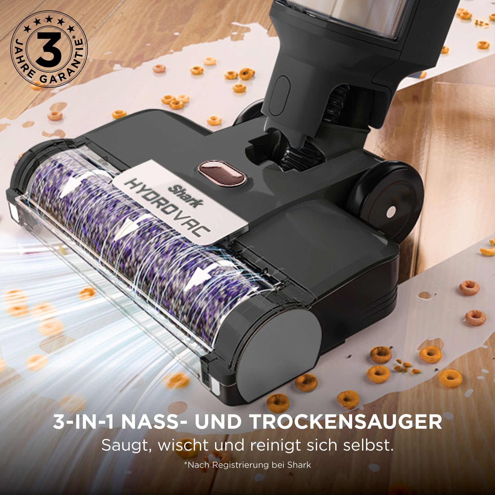 Shark HydroVac Akku-Nass-Trockensauger, kabelloser Staubsauger, Hartbodenreiniger, selbstreinigend, bis 88,5 m², WD210EUCP