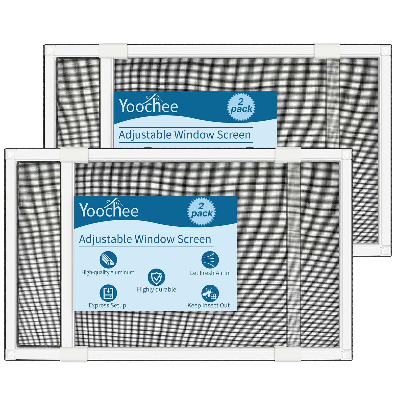 Expandable Window Screen(15" H x 21" - 40" W), 2 Pack Medium Adjustable Window Screens - Durable Replacement Screen for Window