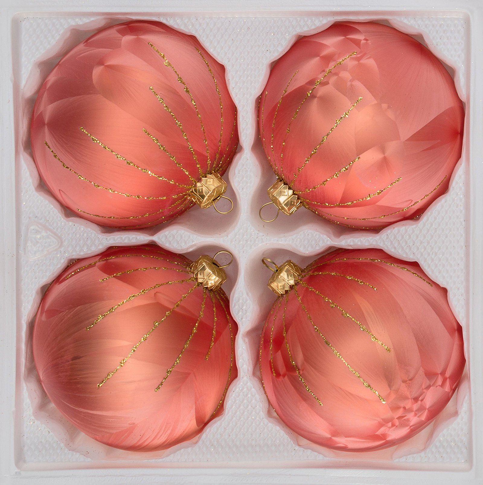 4-tlg. Glas-Weihnachtskugeln Set 8cm - Ice Royal Blau Gold Christbaumschmuck