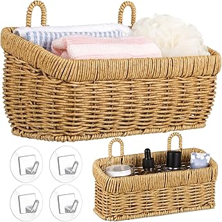 Tioncy 2 Pcs Woven Hanging Wall Baskets for Storage Boho Style Hanging S...