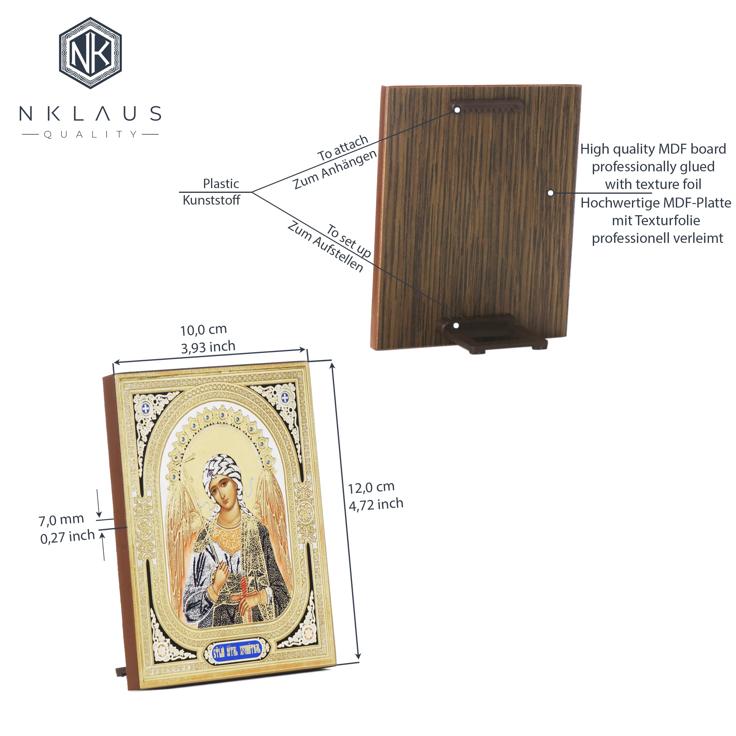 NKlaus 11368 Guardian Angel Wooden Icon 10 x 12 cm Christian Orthodox, 12L x 10W cm - Image 2