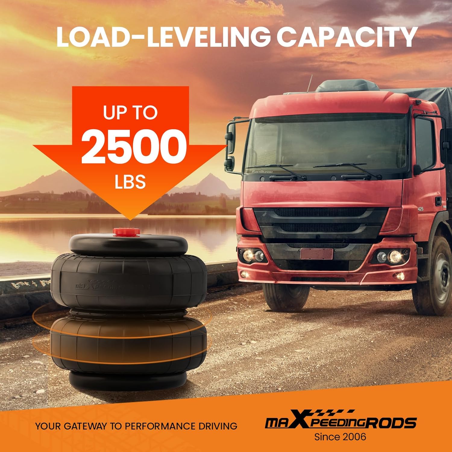 maXpeedingrods 4PCS Air Ride Suspension Bags Double Bellow Standard 2500 lb 1/2"npt Single Port Replacement Air Springs for Trucks