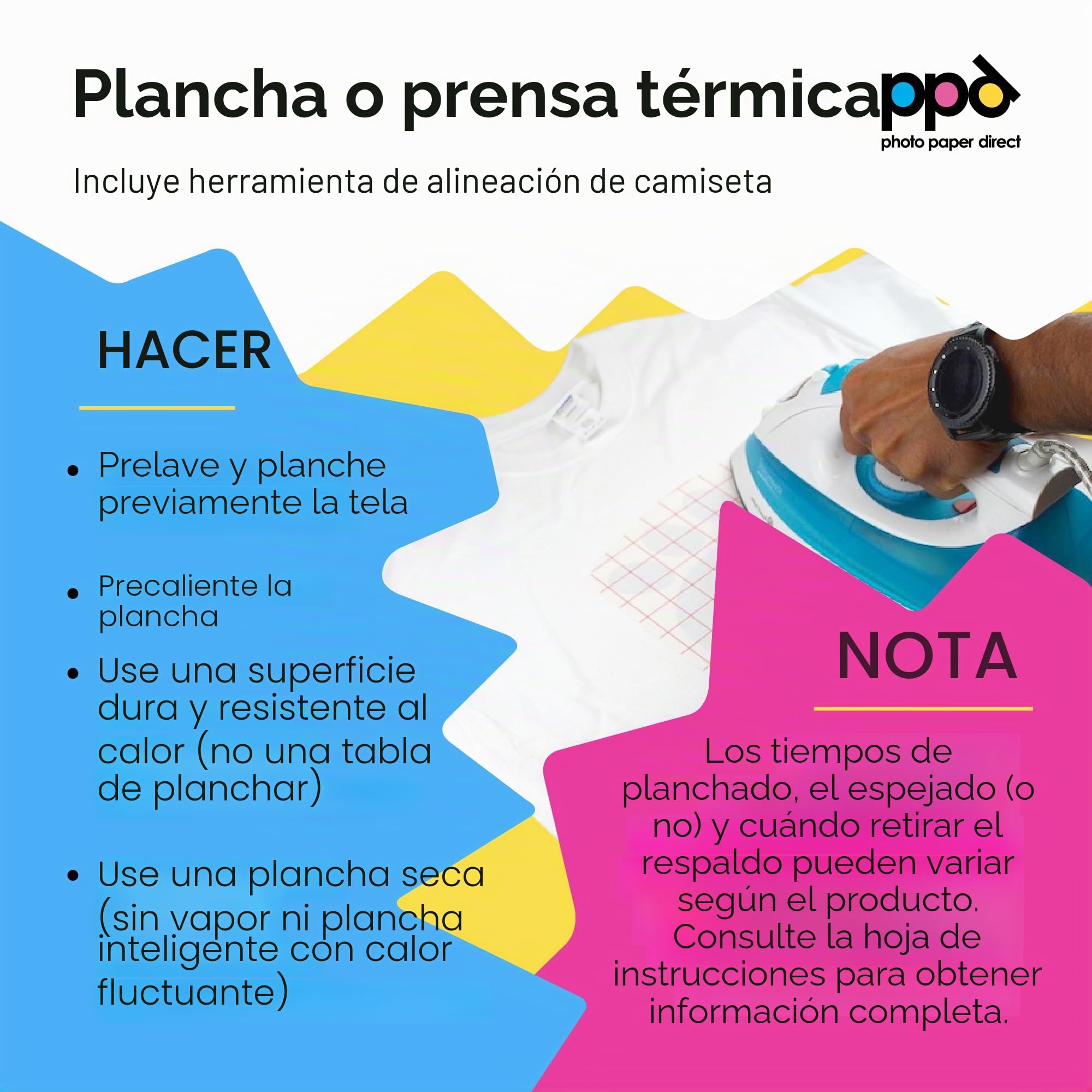 PPD A4 x 10 Hojas de Papel de Transferencia Térmica Para Camisetas, Mascarillas y Tejidos Claros - Para Impresoras de Inyección de Tinta Inkjet - PPD-1-10