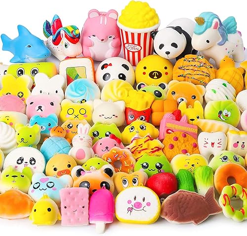 WATINC Juguetes para apretar al azar, 70 unidades, regalos de cumpleaños para niños, regalos de fiesta para niños, simulación de levantamiento