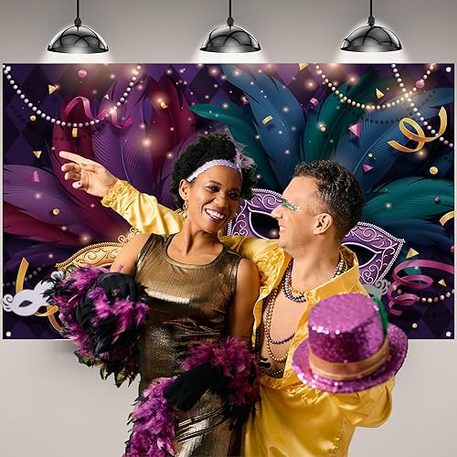 Miniatura 3 de Telón de fondo de Mardi Gras para fotografía, cartel de carnaval de Brasil de Nueva Orleans, fiesta de máscaras, Mardi Gras, decoraciones y