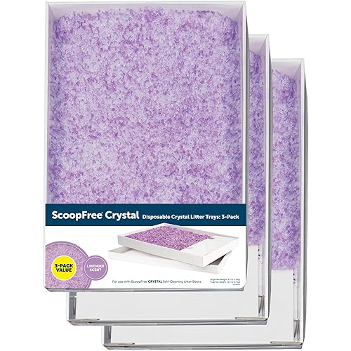 PetSafe ScoopFree Crystal Cat Litter & Refill Tray, Lavender Scent, 4.3 Lb Bag with Each Tray, Pack of 3