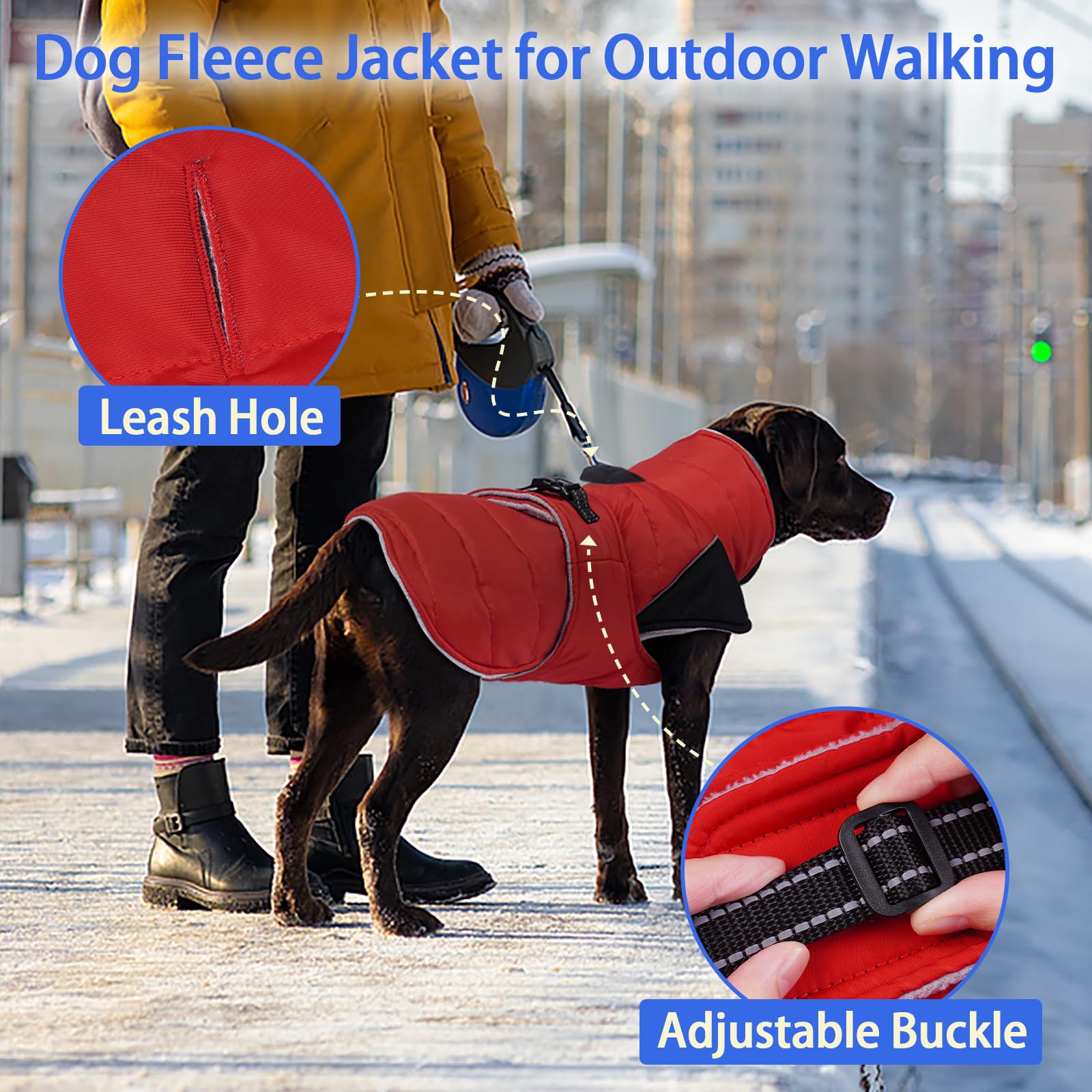 MIGOHI Thermo-Fleecejacke für große Hunde, regenfester Mantel für große Hunde, dicker Wintermantel, Schneejacke für Hunde, winddicht, für Jagd, Camping, windige kalte Tage, Dobermann, Deutsche Dogge