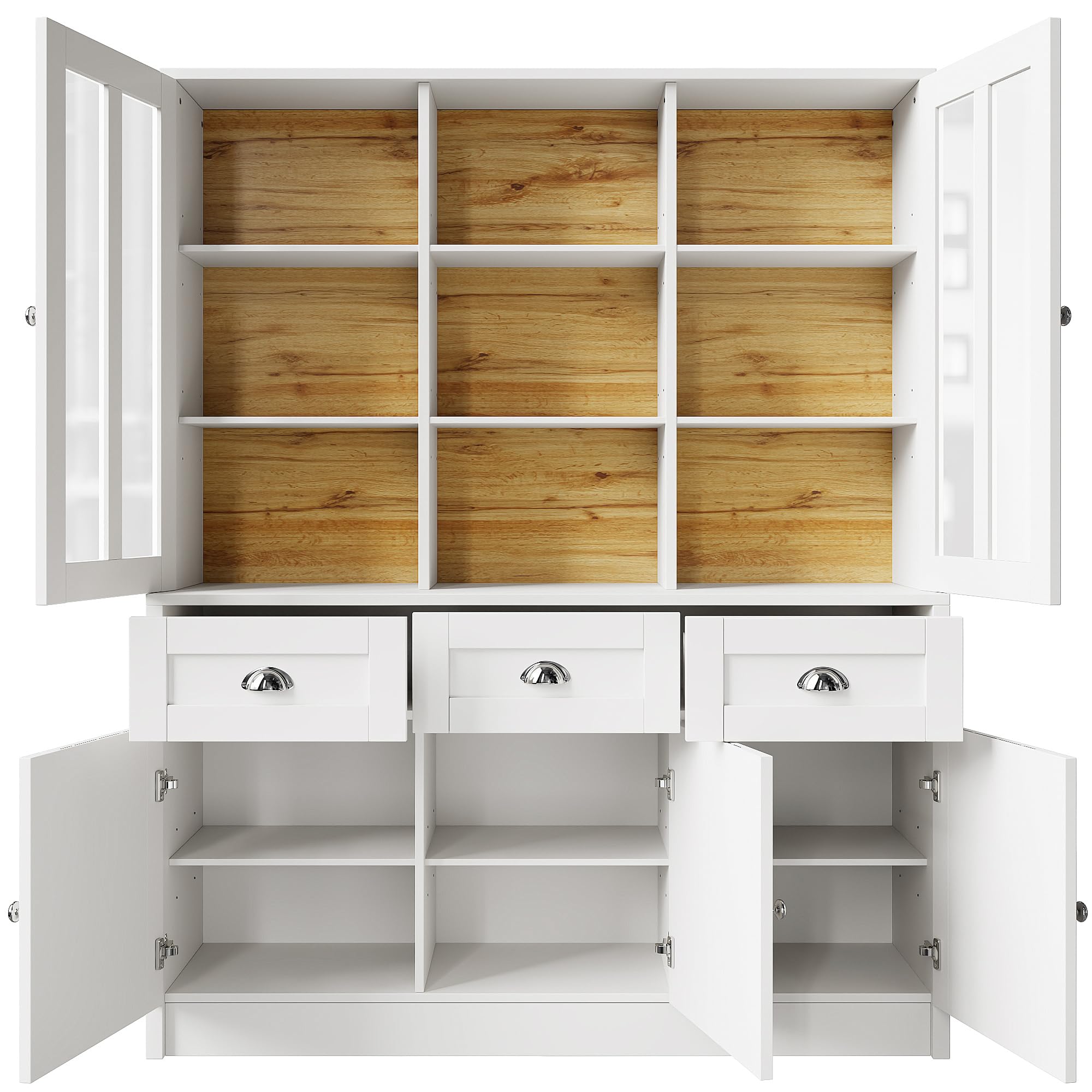 SACOOL Armadio alto 140 x 38,5 x 175 cm, per soggiorno, vetrina, cucina, sala da pranzo con cassetti, moderna e minimalista, per cucina, soggiorno, sala da pranzo, bianco