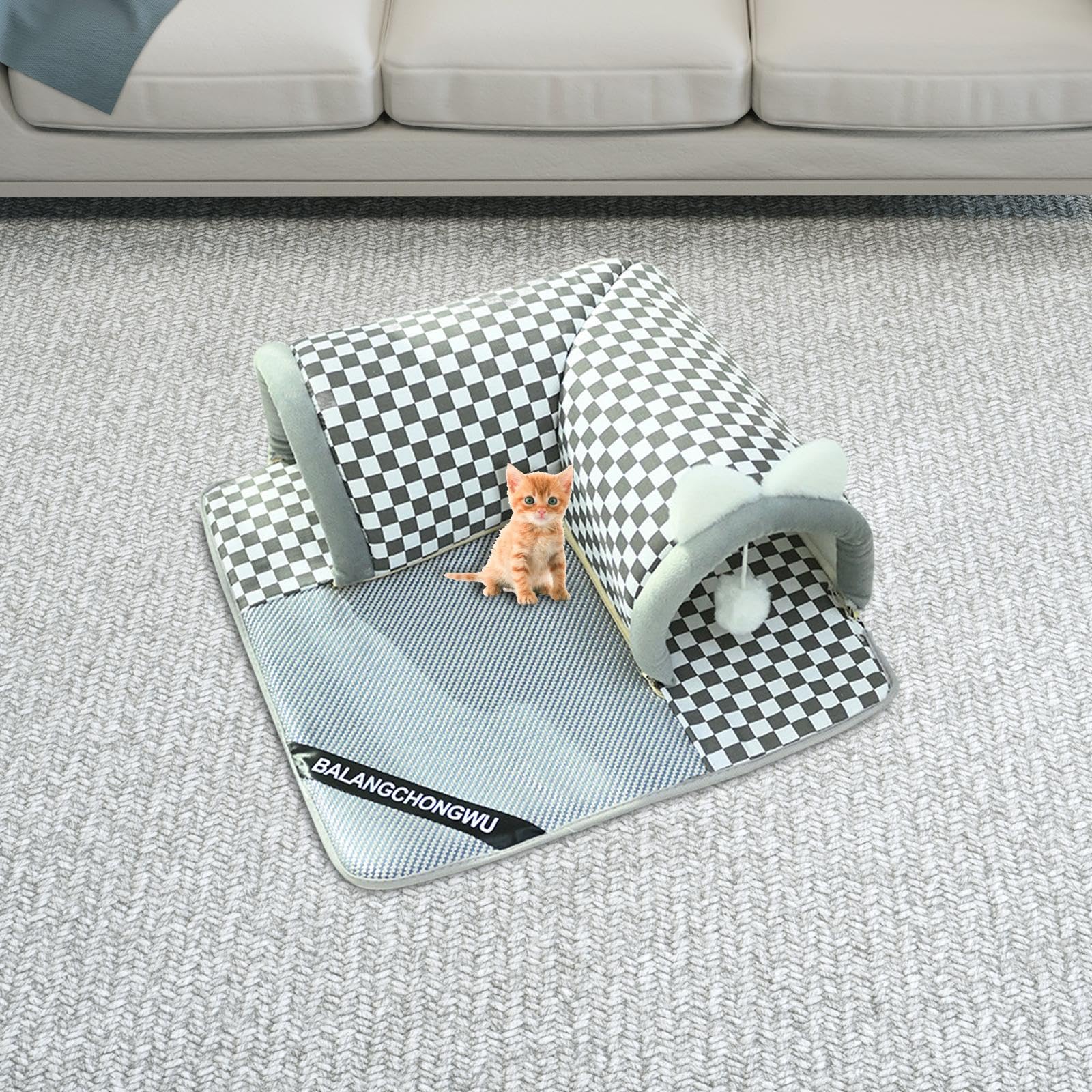 Tunnel/cachette pour Chat, Léger, avec Balle, pour Chinchillas, Lapins, Petits Animaux, Hérissons et Chats D'intérieur, Moyen