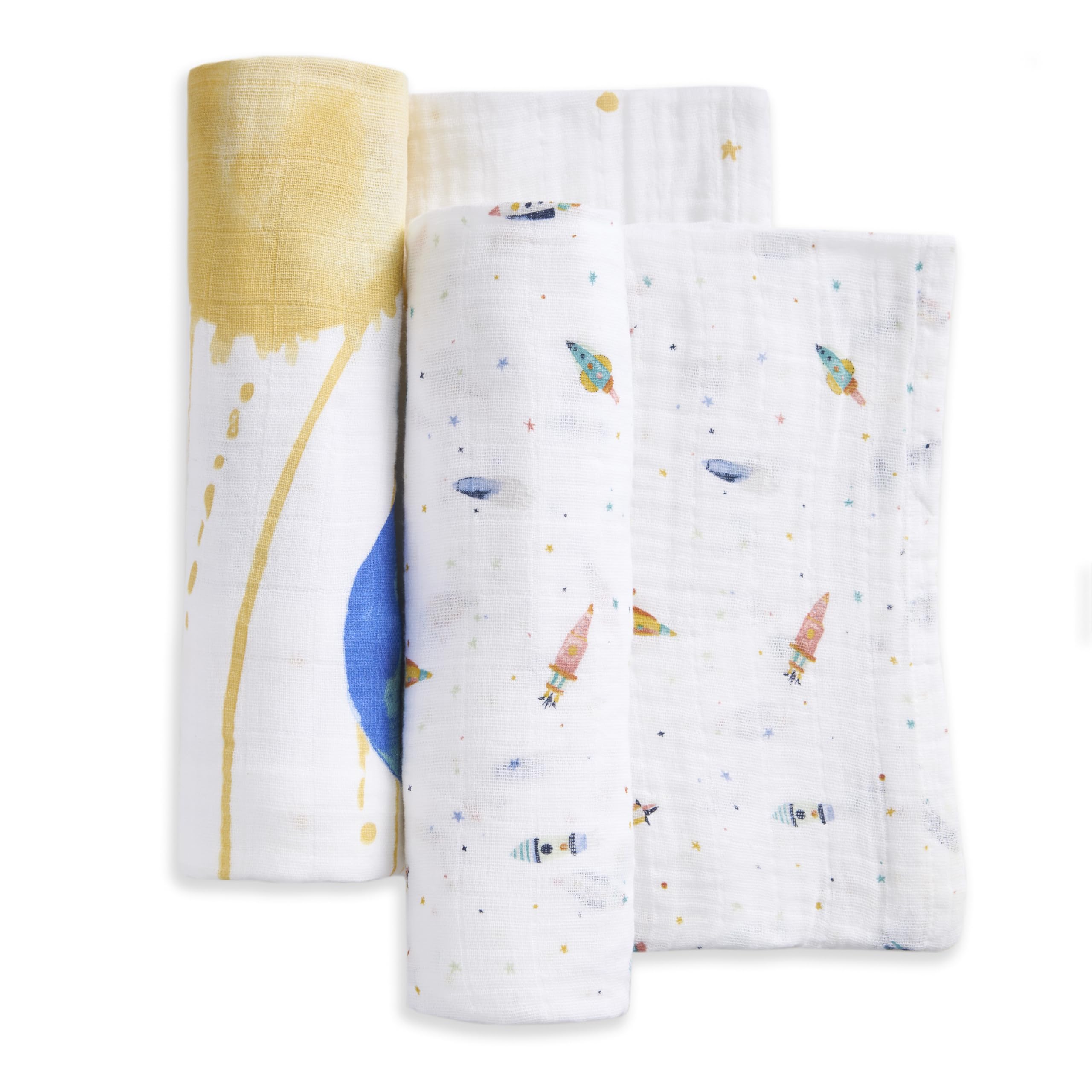 aden + anais Coperta traspirante in 100% mussola di cotone biologico, ideale per ragazzi, ragazze, neonati, neonati e neonati, coperta morbida e leggera, confezione da 2, spazio orbita