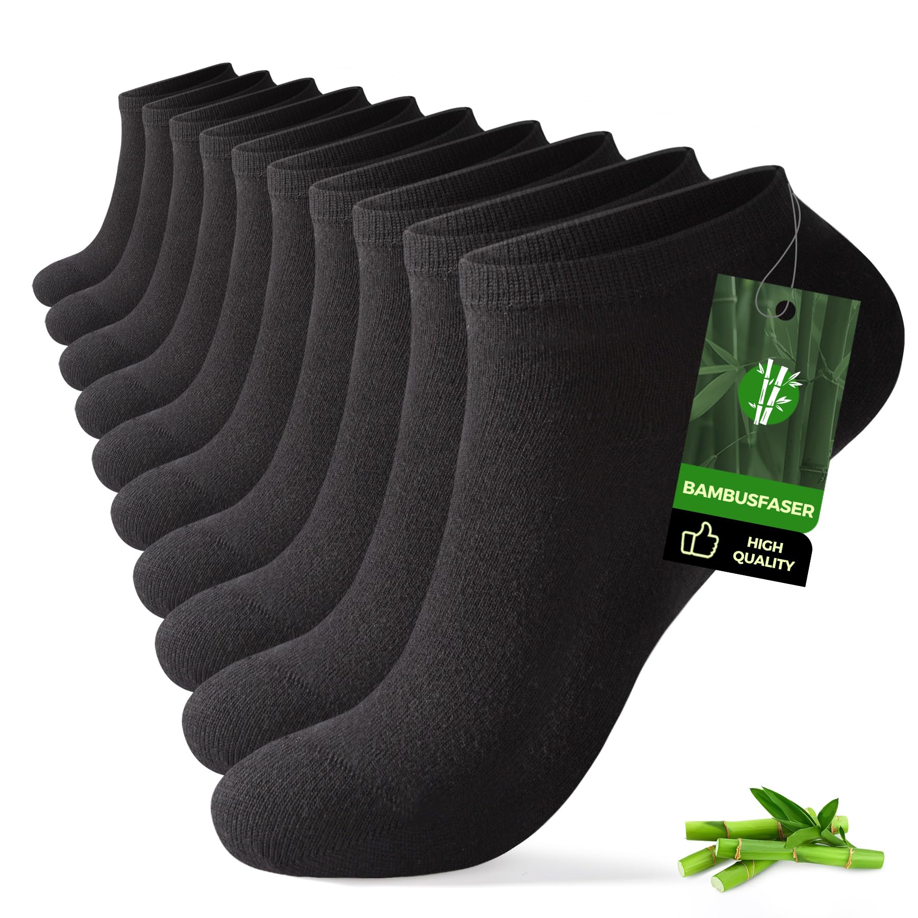 FALARY Bambus Sneaker Socken Herren Damen 10/20 Paar Kurzsocken | Atmungsaktiv, geruchshemmend, feuchtigkeitsregulierend, OEKO-TEX 100, verstärkte Ferse und Spitze, sicherer Halt