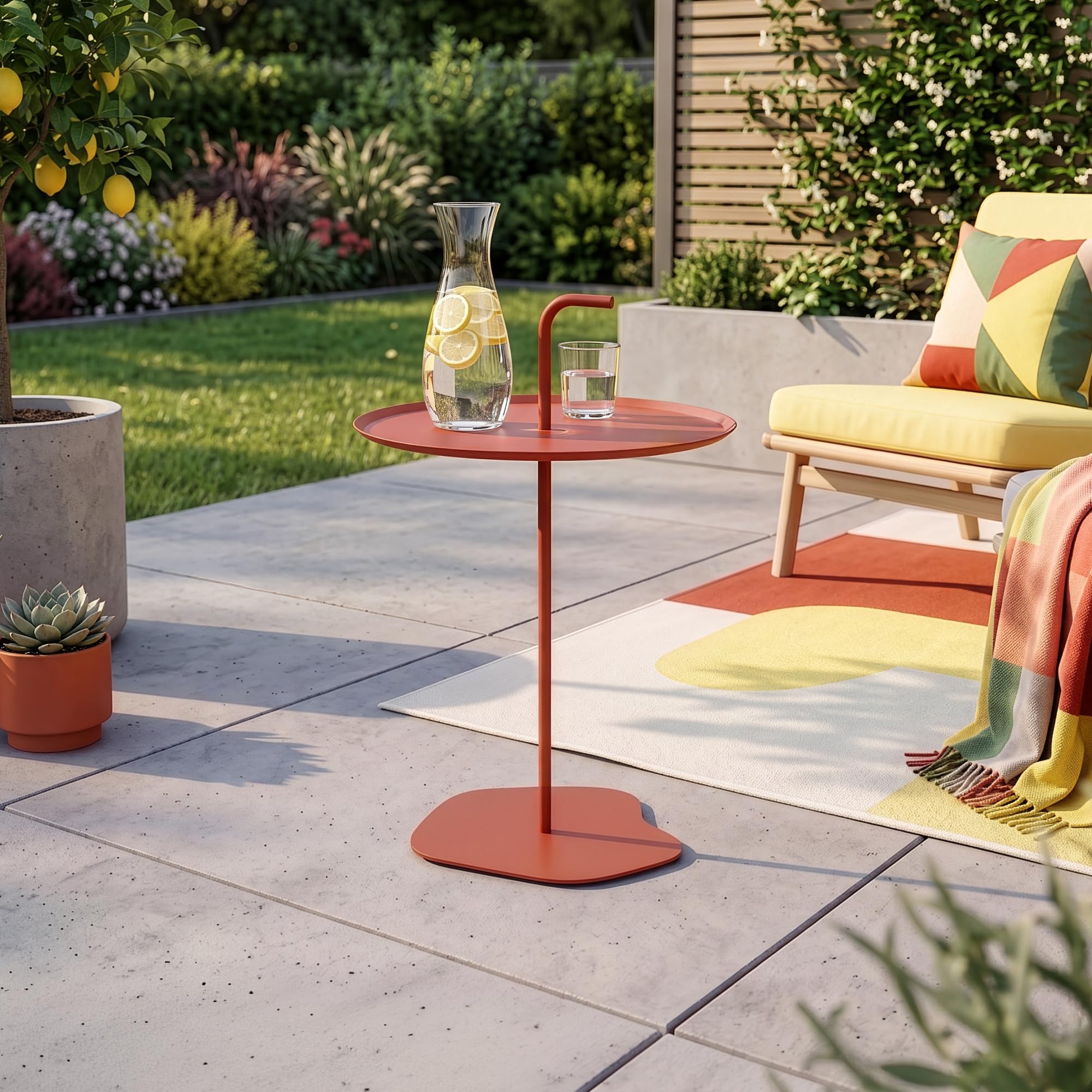 casa.pro Table d'Appoint de Jardin Calimera 56,5 x 38 cm Acier Terre Cuite
