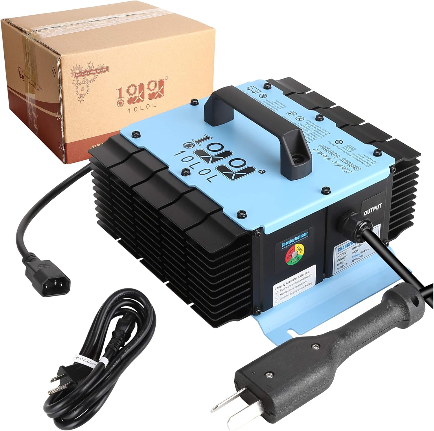 10L0L 36V 20A Golf Cart Battery Charger, Smart Charging