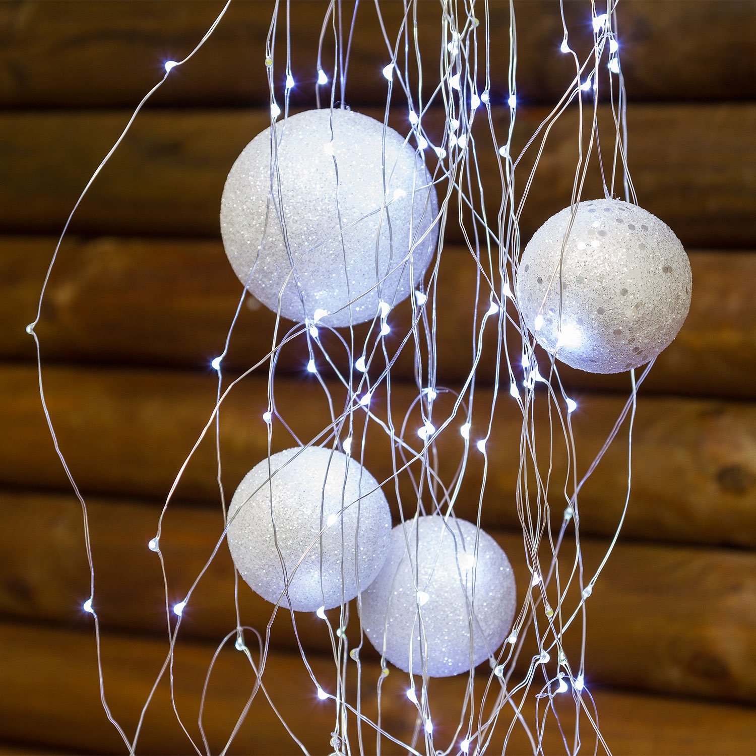 Metalowy przewód 1,5 m, 350 mikroled zimna biel, kabel metalowy, Flashing, z transformatorem 12 V, do użytku wewnętrznego