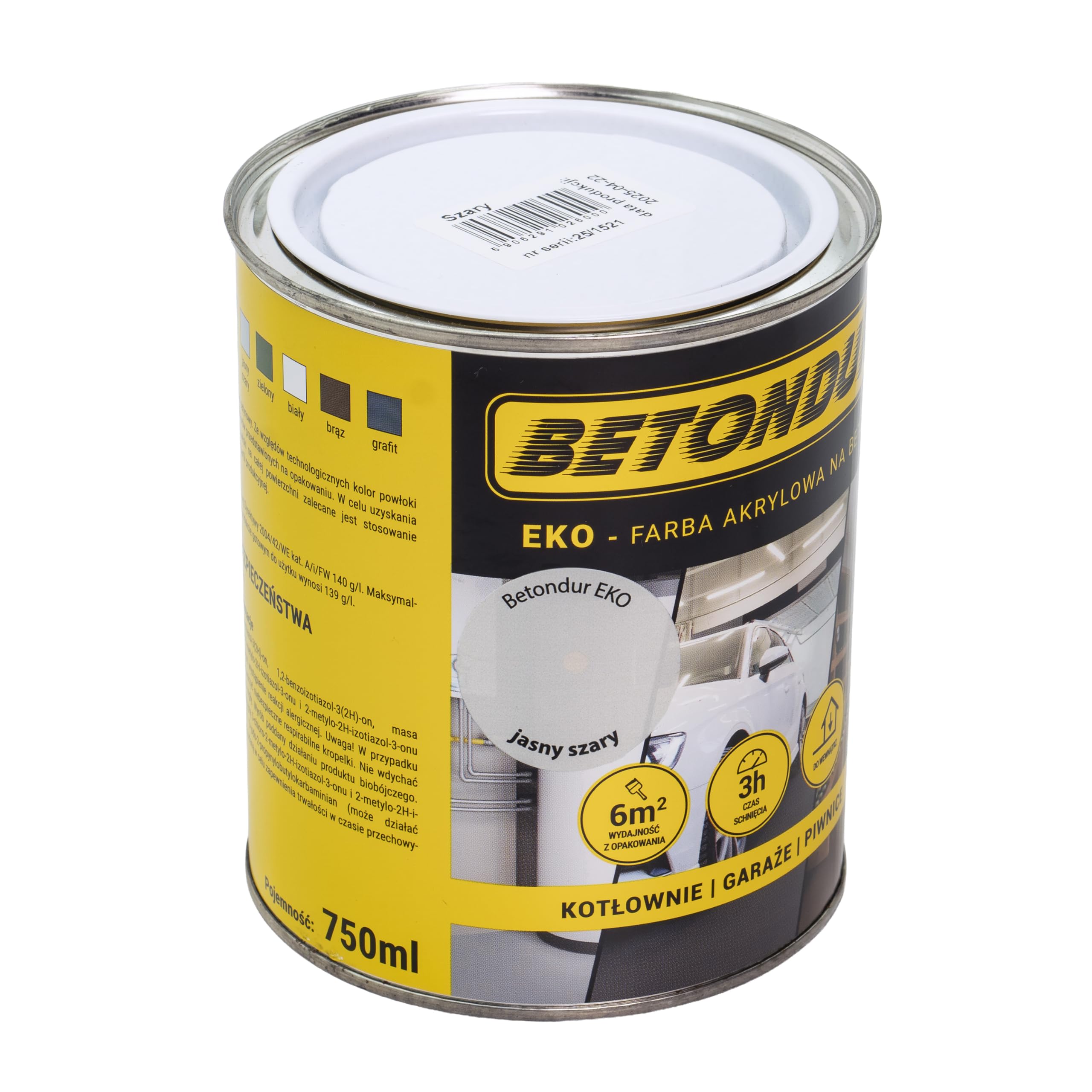 EKO – Ekologiczna farba do betonu 0,75L – Jasnoszara – Akrylowa powłoka ochronna do wnętrz i na zewnątrz – odporna na ścieranie i warunki atmosferyczne – wiąże pył