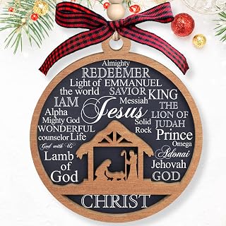 Pawzity Nativity Christmas Ornament - Jesus Christmas Ornaments, Catholic Ornaments - Nativity Scene Gift - Wood Ornament