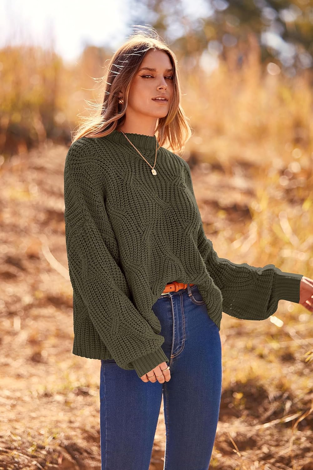 PRETTYGARDEN Women's Fall Oversized Pullover Sweaters Casual Crewneck Long Sleeve Chunky Cable Knit Tops Winter Clothing - Image 5