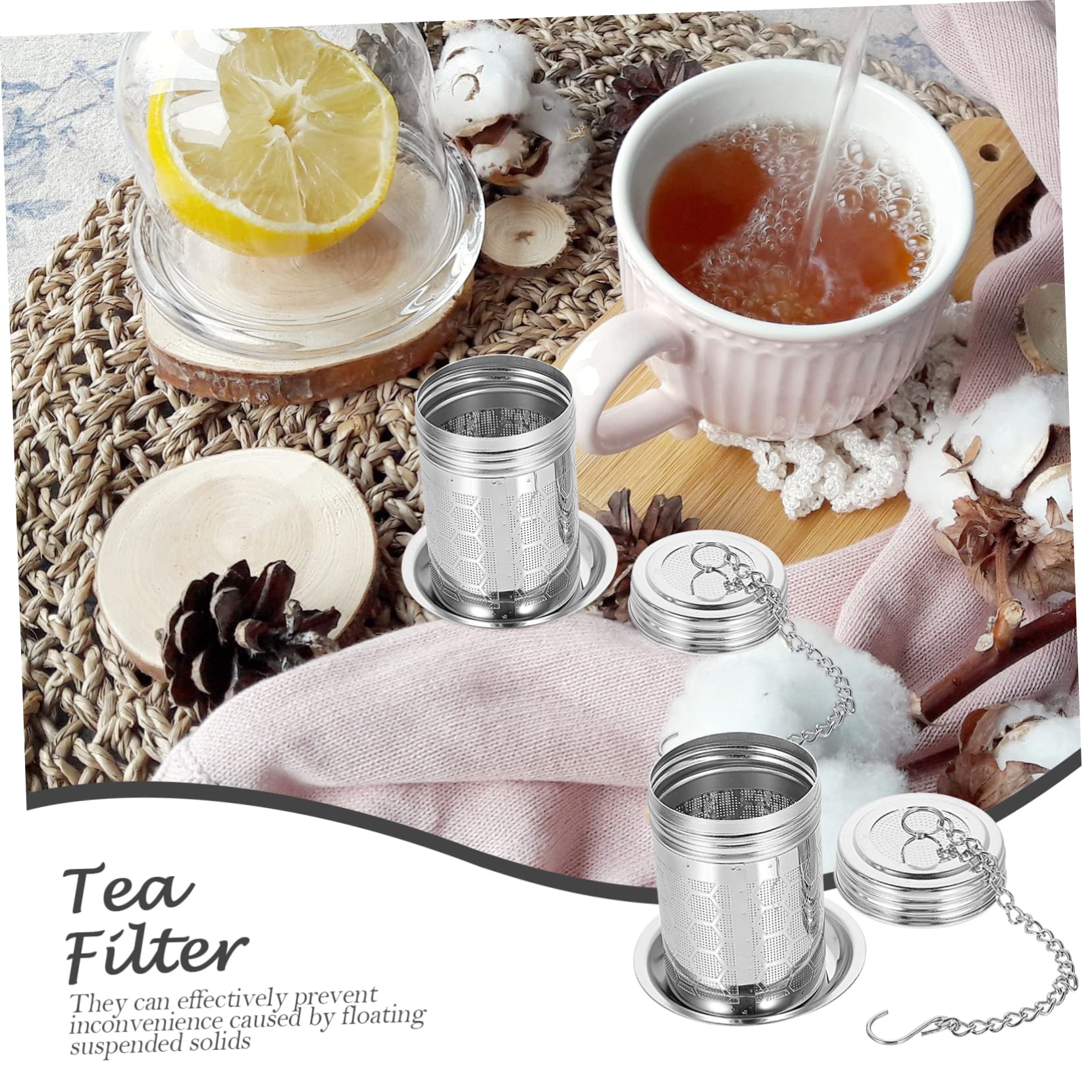 PRETYZOOM 3 Sets Stainless Steel Tea Infuser Mesh Strainer for Loose Leaf Tea Office and Home Use