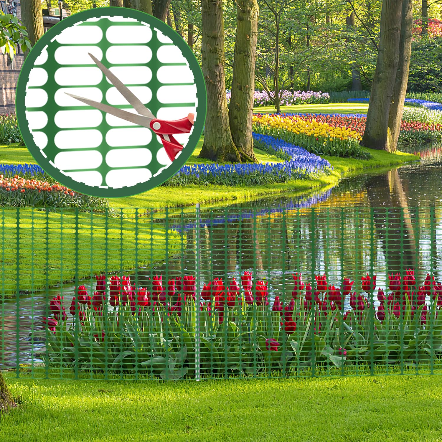 Clôture de délimitation mobile en plastique - 50 m de long et 1 m de haut - Sans électricité - Flexible - Filet mobile pour le jardin - Vert