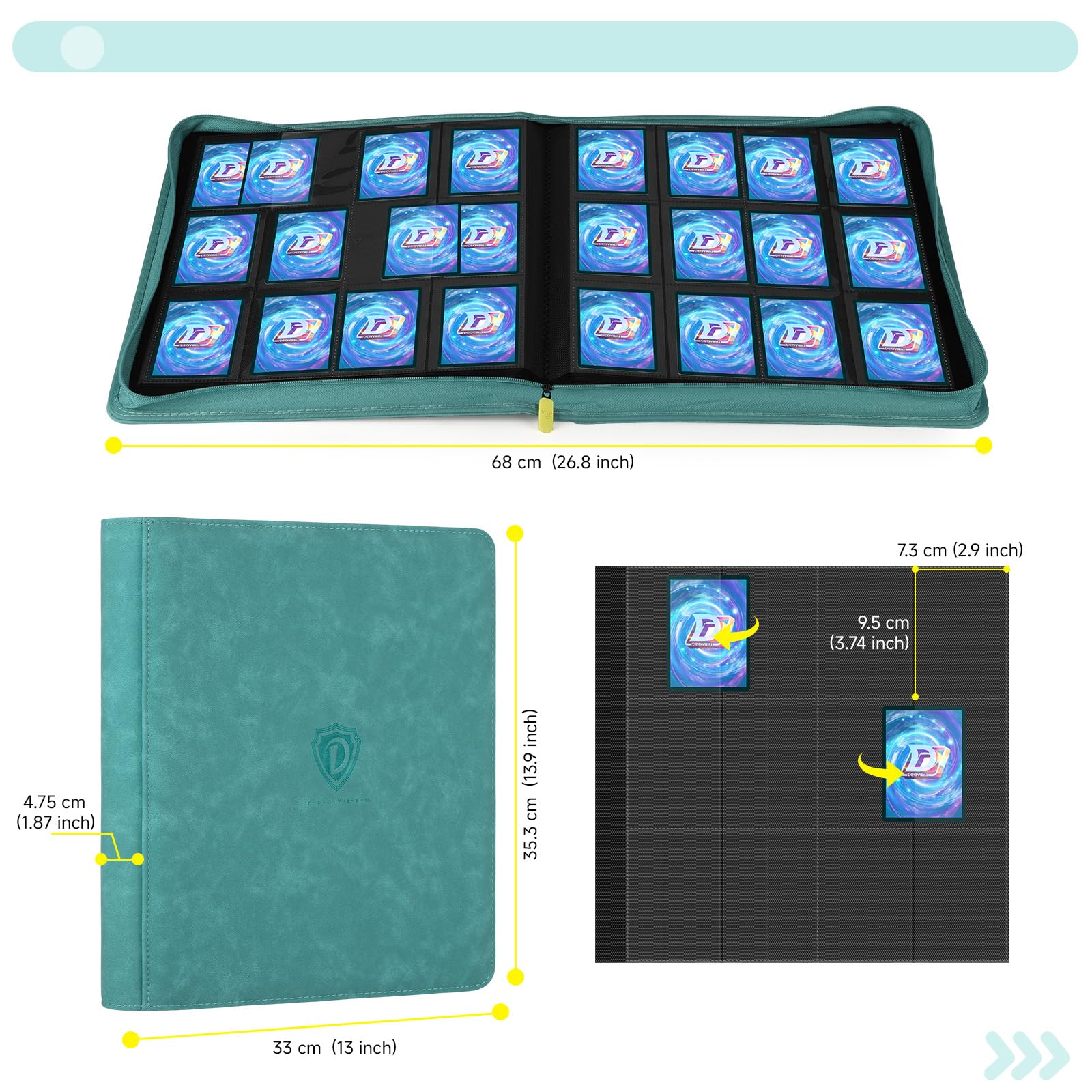 Carpeta para tarjetas con 12 bolsillos, álbum de tarjetas coleccionables para 720 tarjetas coleccionables, álbum de doble cara con cremallera, carpeta de tarjetas para MTG, TCG, tarjetas deportivas