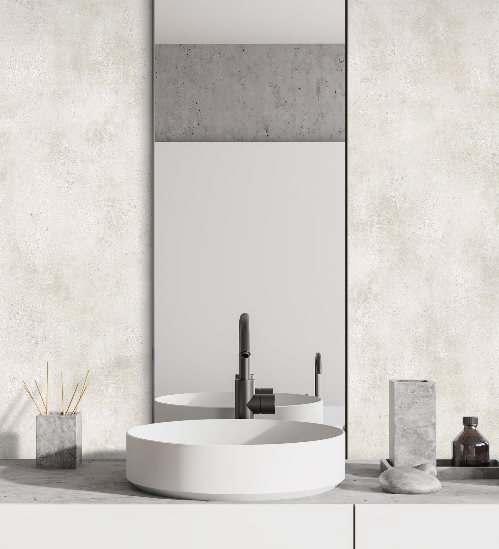 GAULAN 128800 - Papel pintado vinílico lavable muro de cemento hormigón color gris cálido para pared salón cocina baño dormitorio pasillo - Rollo de 10 m x 0,53 m