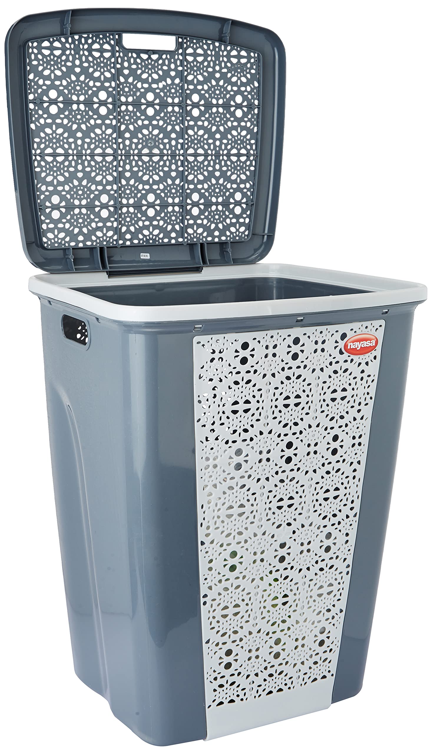 Nayasa Flora Grande 70 Liters Laundry Basket for Clothes with Lid| Laundry Bag for Clothes | Laundry Basket Plastic | Multipurpose Basket for Storage | Dark Grey-image-37