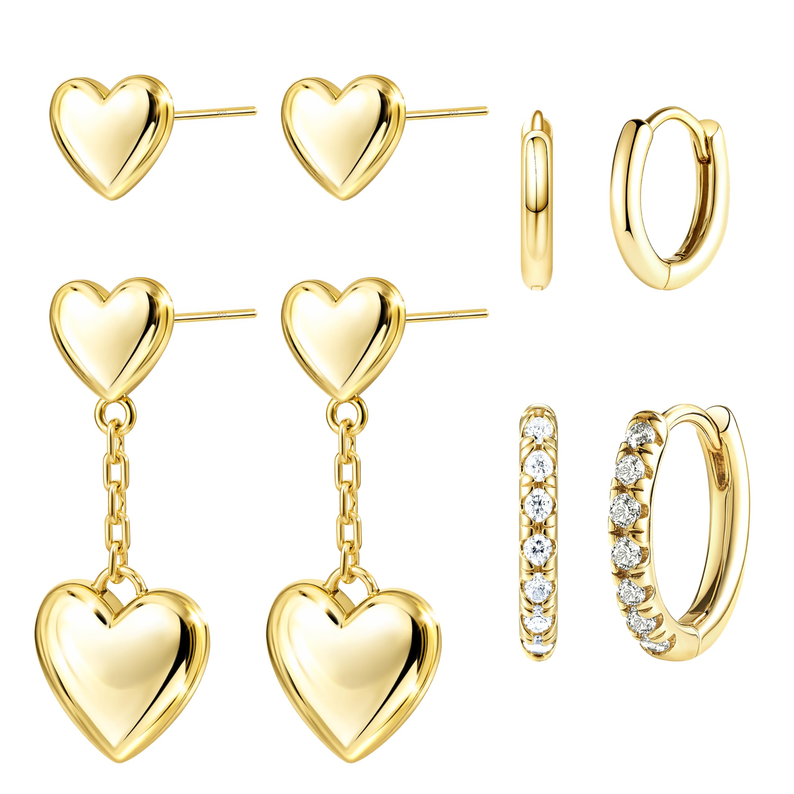 Small Gold Huggie Hoop Earrings Set for Women Men Hypoallergenic 14K Plated Stack Cartilage Earrings, Sterling Silver Multiple Piercing Lightweight Mini Thin Cute Dainty Trendy Jewelry Gifts for Women