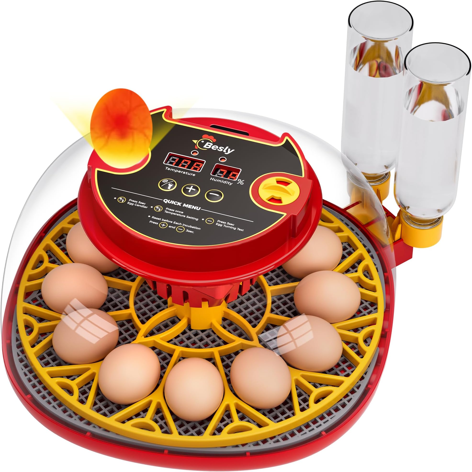 12 Egg Incubator for Hatching Eggs,Automatic Turning,Temperature and Humidity Control Display,360° Viewing for Chicken, Duck, Quail Eggs, Ideal for Farm, Classroom, Home Use,2025 Upgraded Incubators