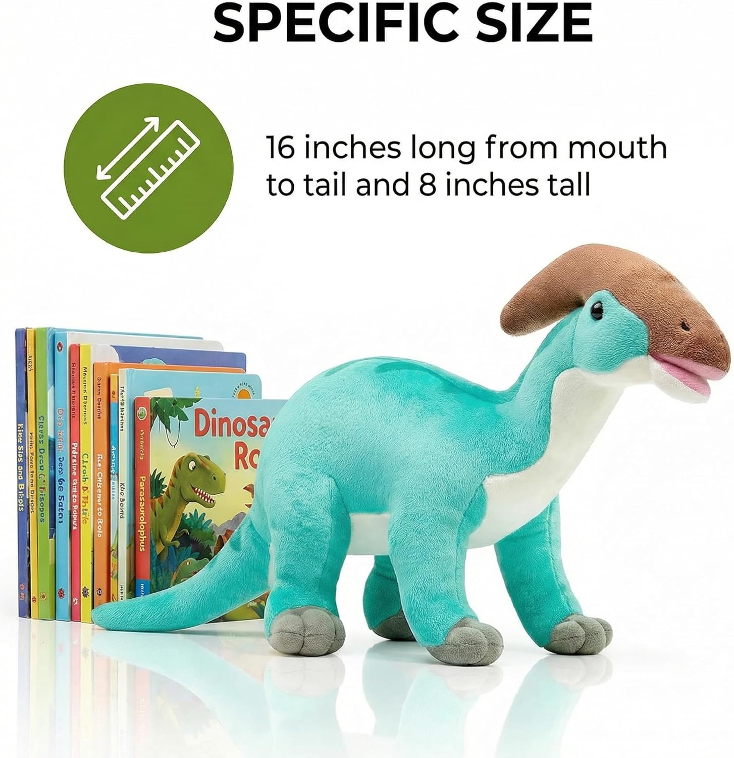 ZHONGXIN MADE Simulation Parasaurolophus Dinosaur Plush Toy - Realistic 16" Blue Parasaurus Dinosaur Stuffed Plushie, Figurines Stuffed Model Toys, Unique Plush Gift Collection for Kids