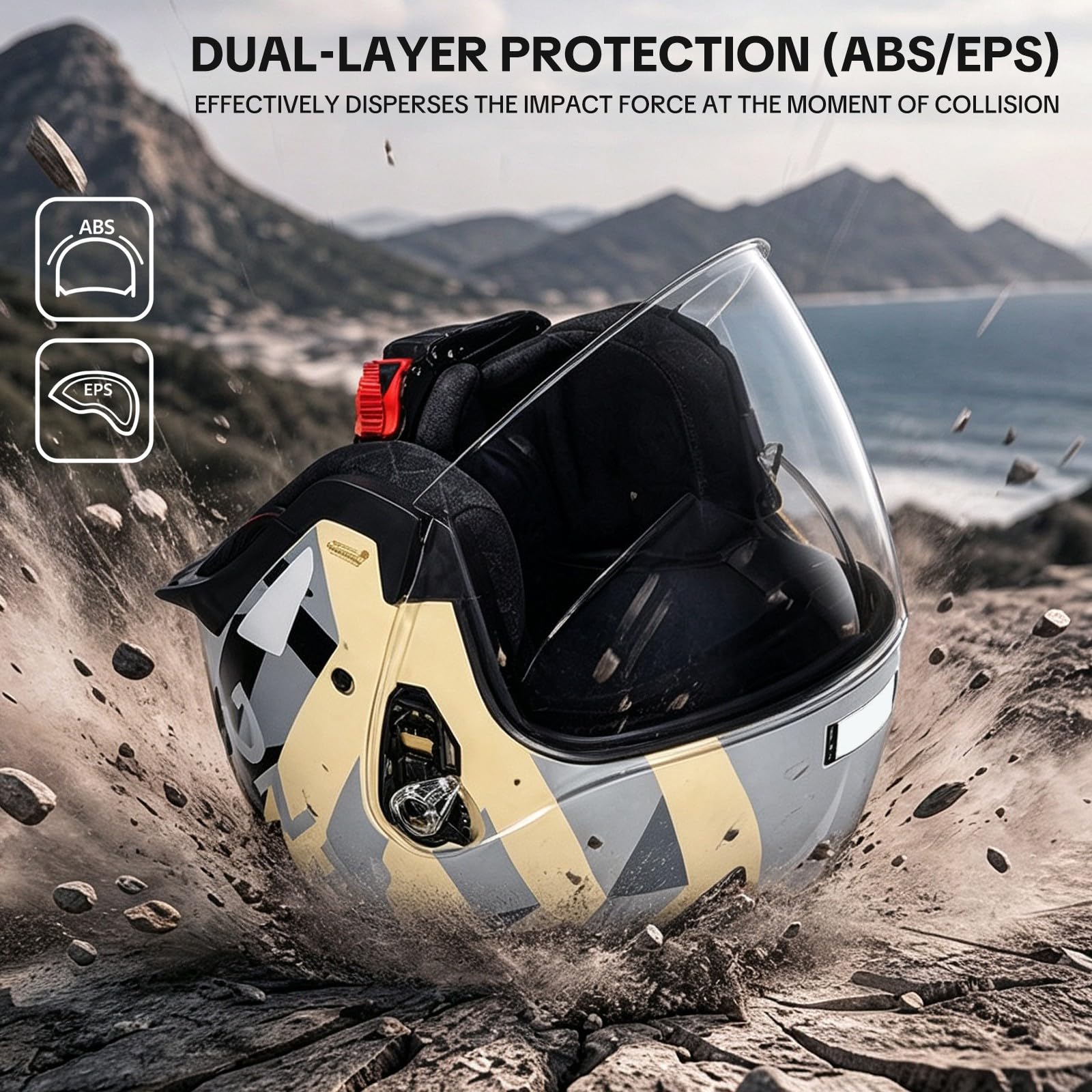 Casque Moto Open Face Bluetooth ECE 22.06 avec Feu Avertisseur B,54-62cm