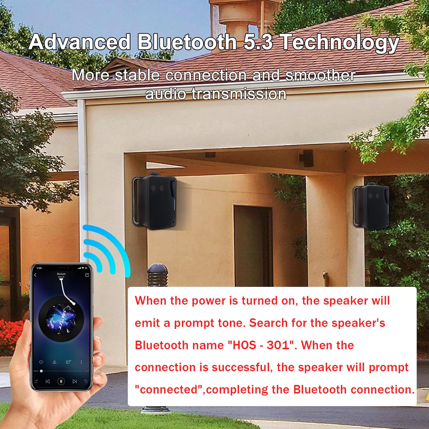 STUDIOFINIX 4-calowe zewnętrzne głośniki Bluetooth do montażu na ścianie, czarne