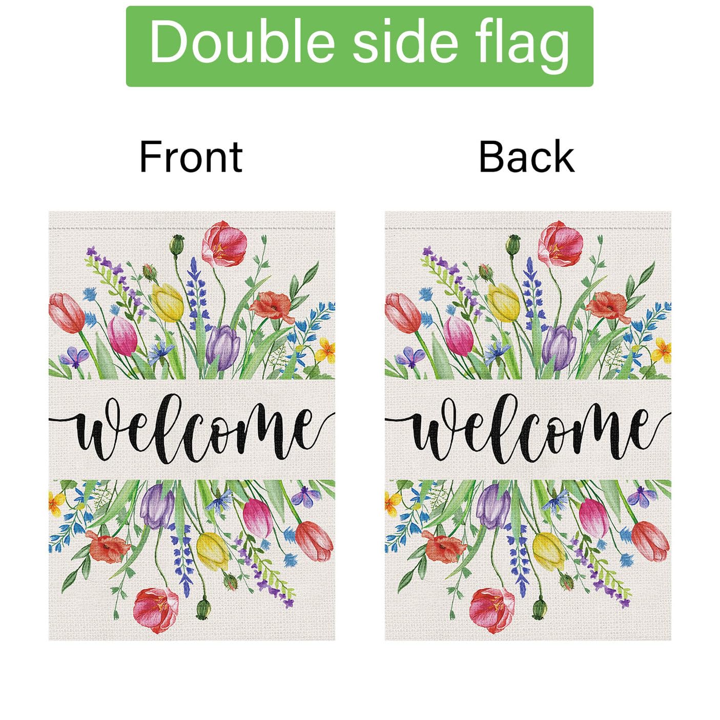 Louise Maelys Gartenflagge „Welcome Spring“ – Doppelseitig, Sackleinen, 30,5 X 45,7 Cm