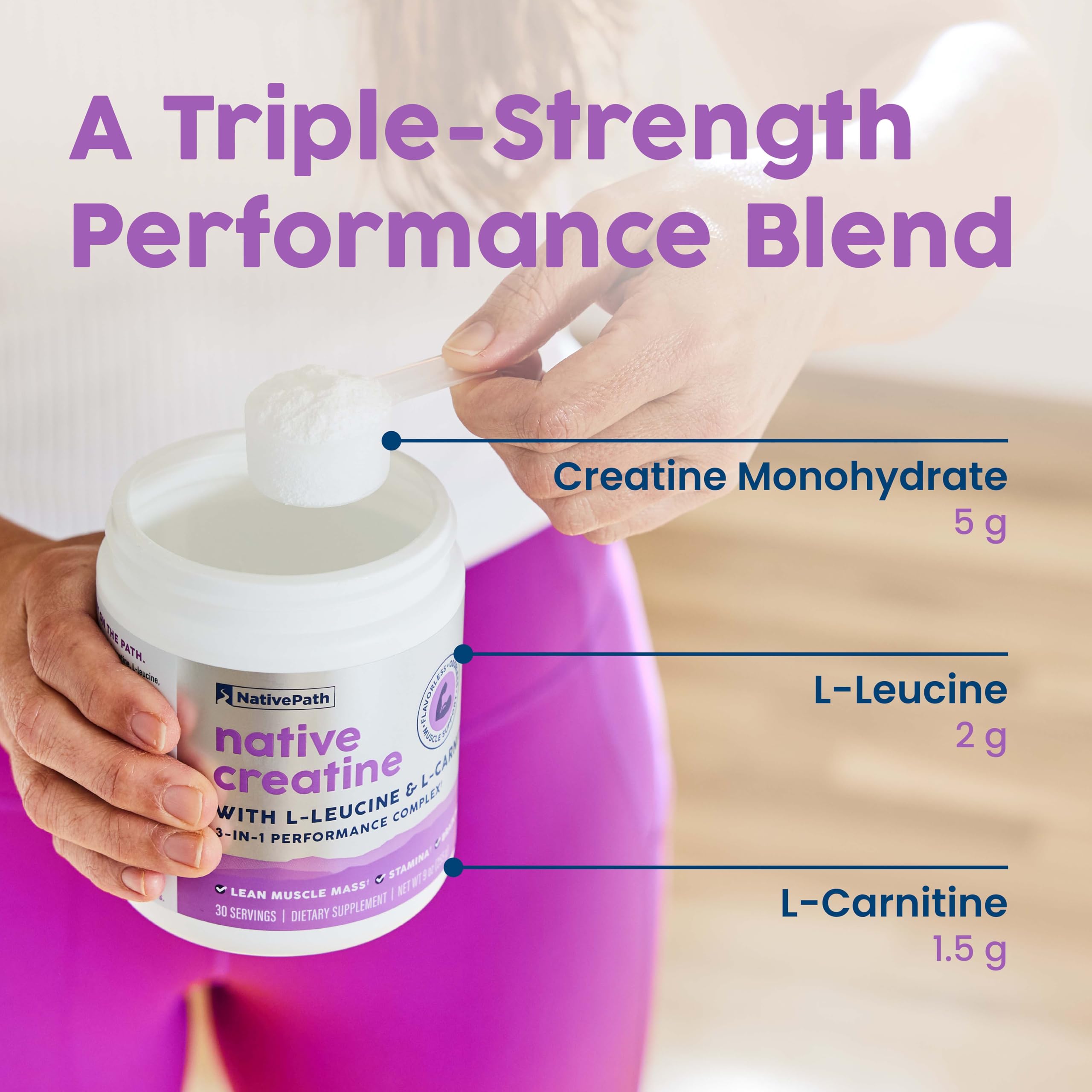 Amazon.com: NativePath Creatine Monohydrate Powder with L-Leucine & L- Carnitine - Supports Muscle Health for Men & Women