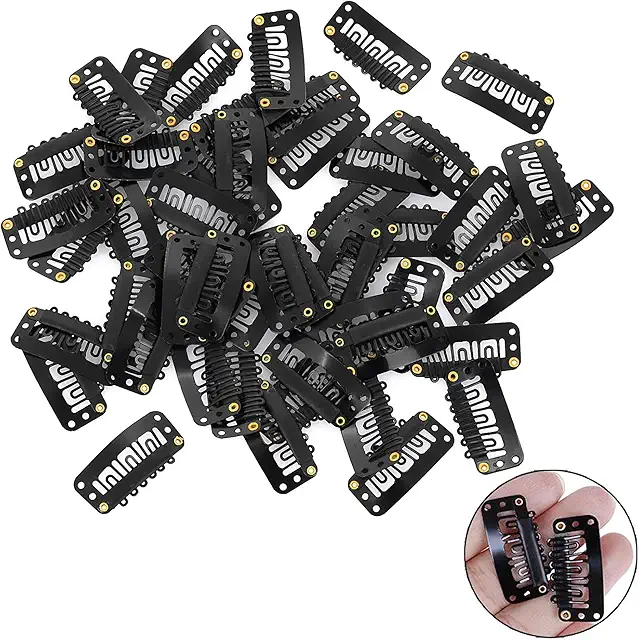 50 Stück Haar Extensions Clips Schwarz - U-Förmige Metallclips für Perücken