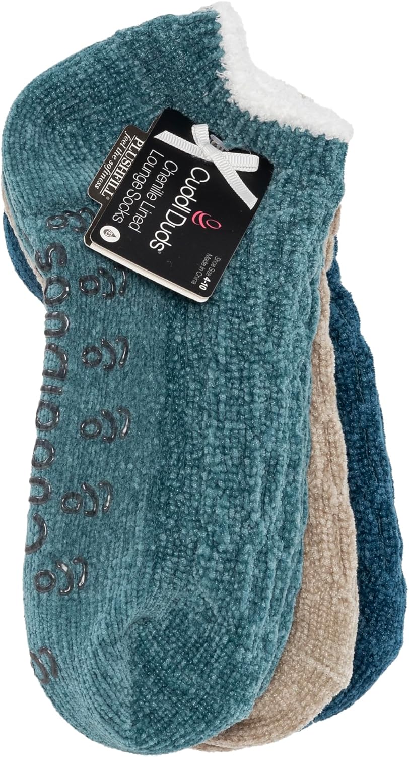 Cuddl Duds Women Cozy Lined Super Soft 3 Pair Pack Low Cut with Grippers Lounge Socks - Image 4