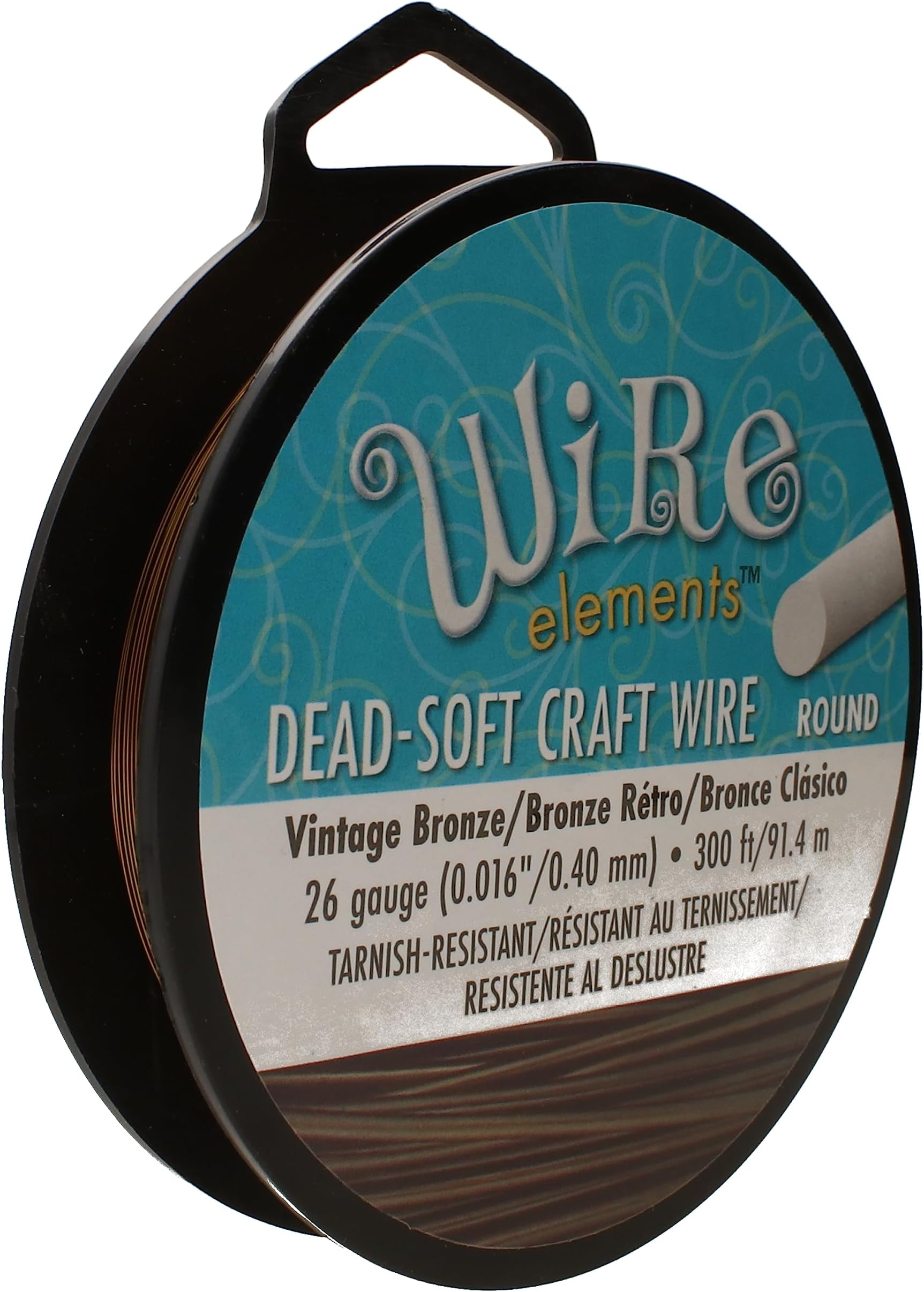 Wire Elements Craft Wire – Tarnish Resistant, Soft Temper, Round, Vintage Bronze Color – 0.41mm, 26 Gauge, 300 Foot Spool – Jewelry Making, Wire Wrapping, Floral, & Other DIY Crafts