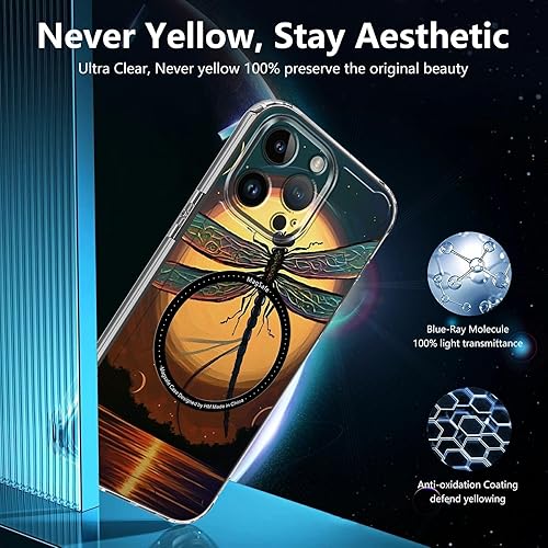 Miniatura 4 de Rossy Funda transparente para iPhone 15 Pro Max de 6.7 pulgadas con MagSafe delgada, ligera, transparente, parte trasera de policarbonato duro,